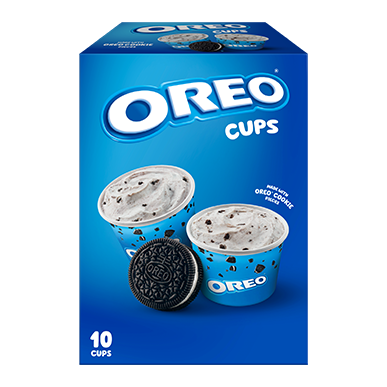 10 count of Oreo frozen dairy dessert cups.